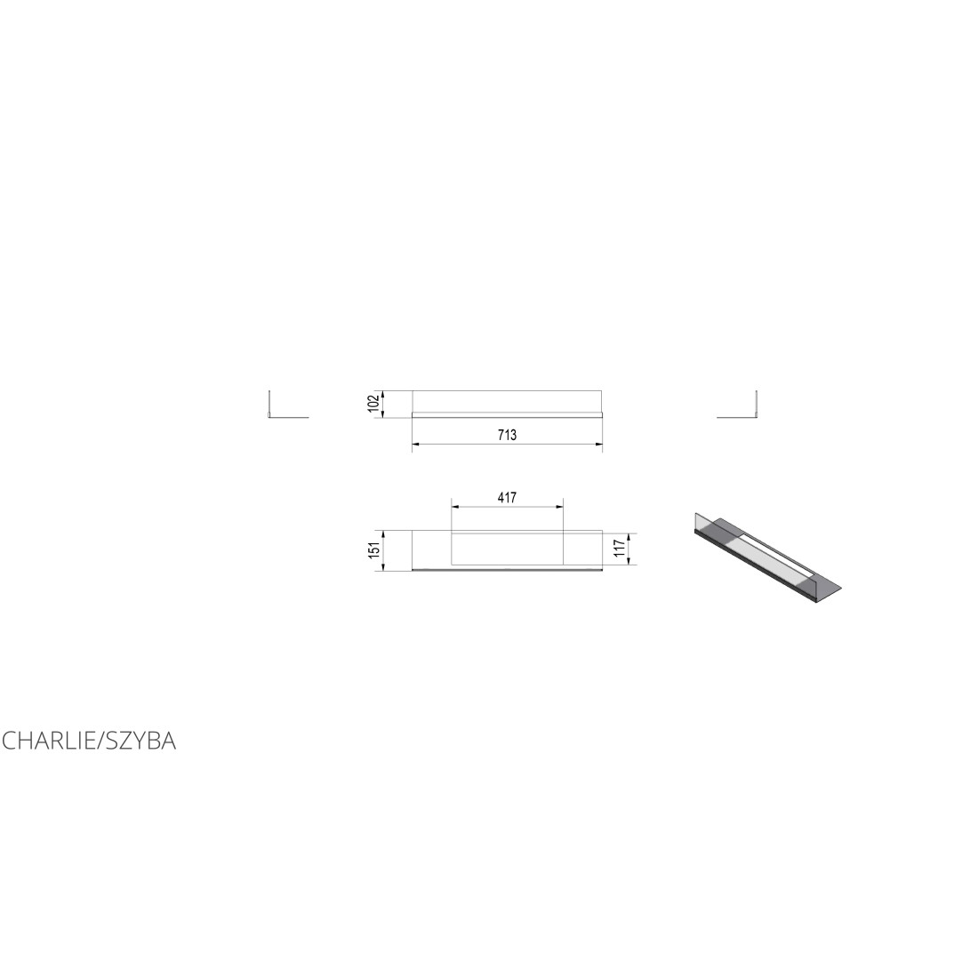 Стекло для биокамина CHARLIE (комплект стекло и подставка)