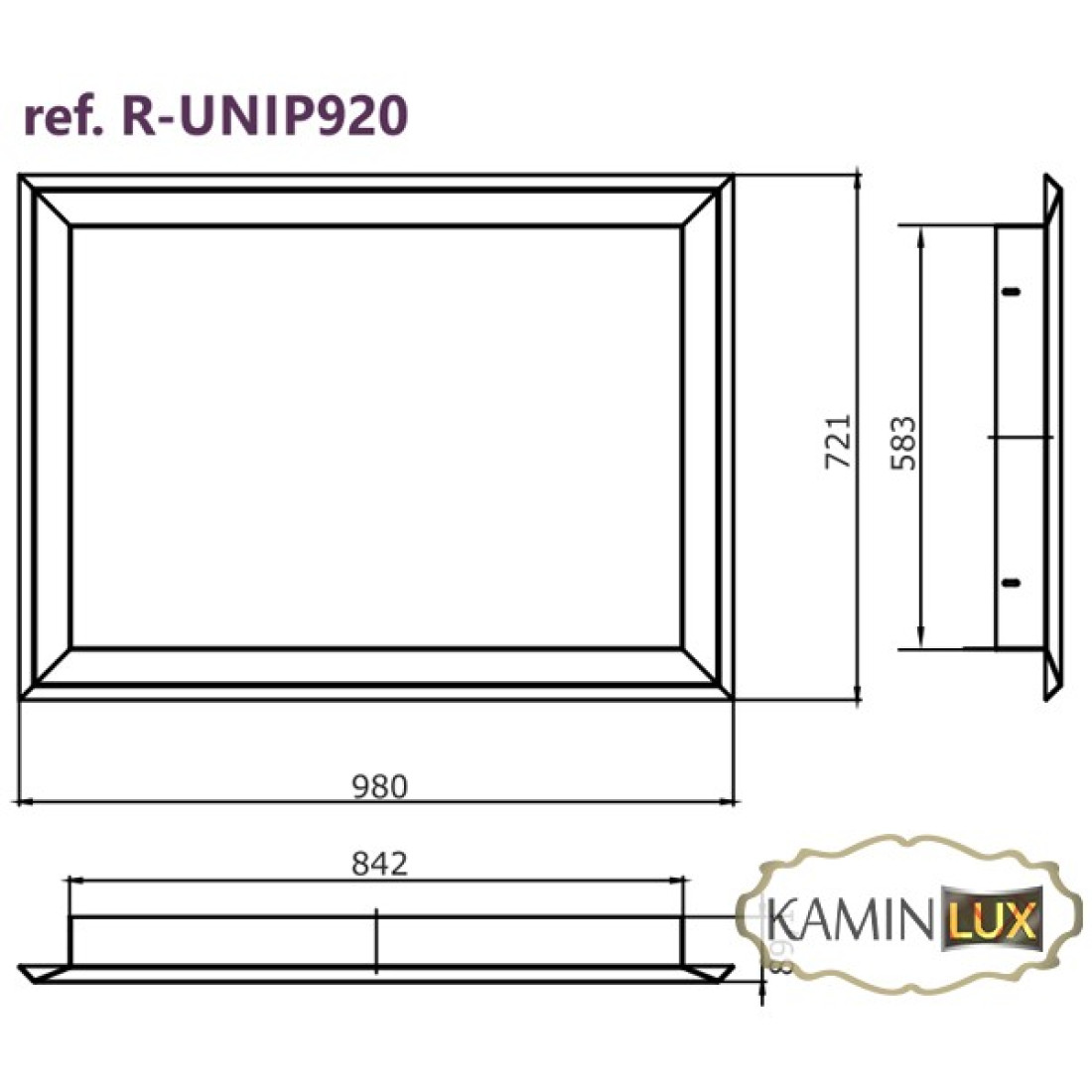 Рама для каміна UNIFLAM 920 PRESTIGE нержавійка