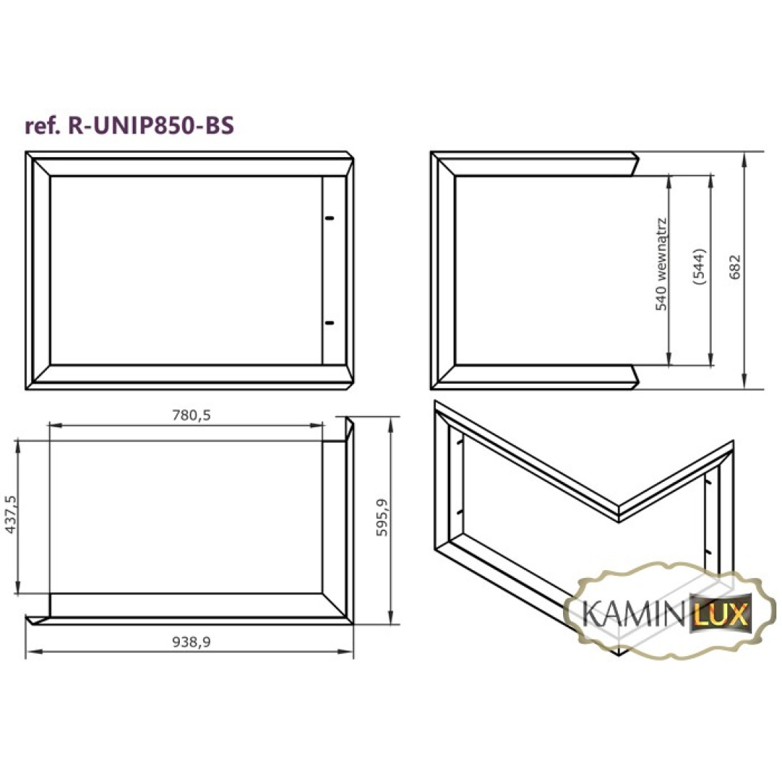 Рама для каміна UNIFLAM 850 PRESTIGE кутова