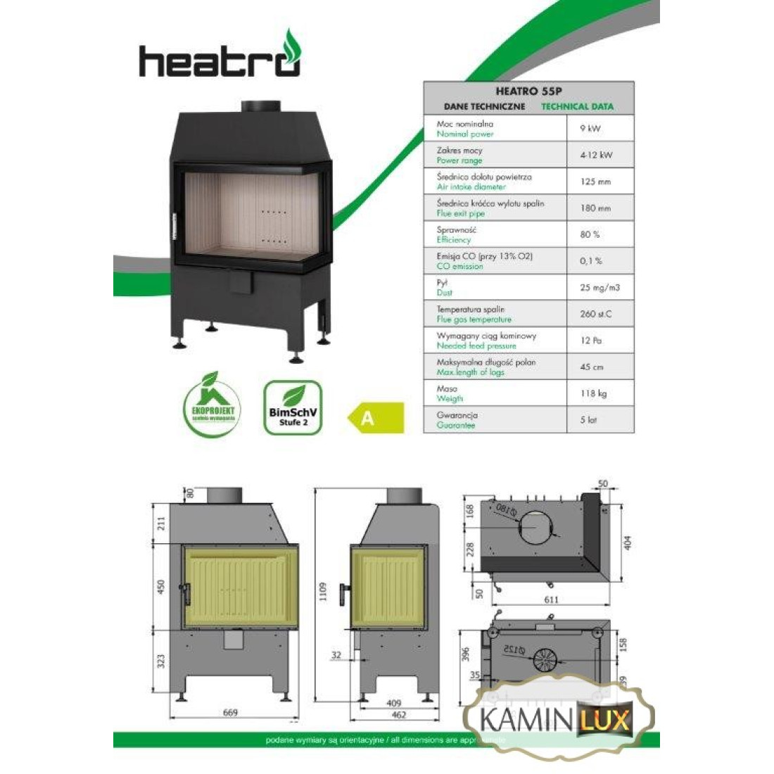 Камінна топка Heatro 55 P