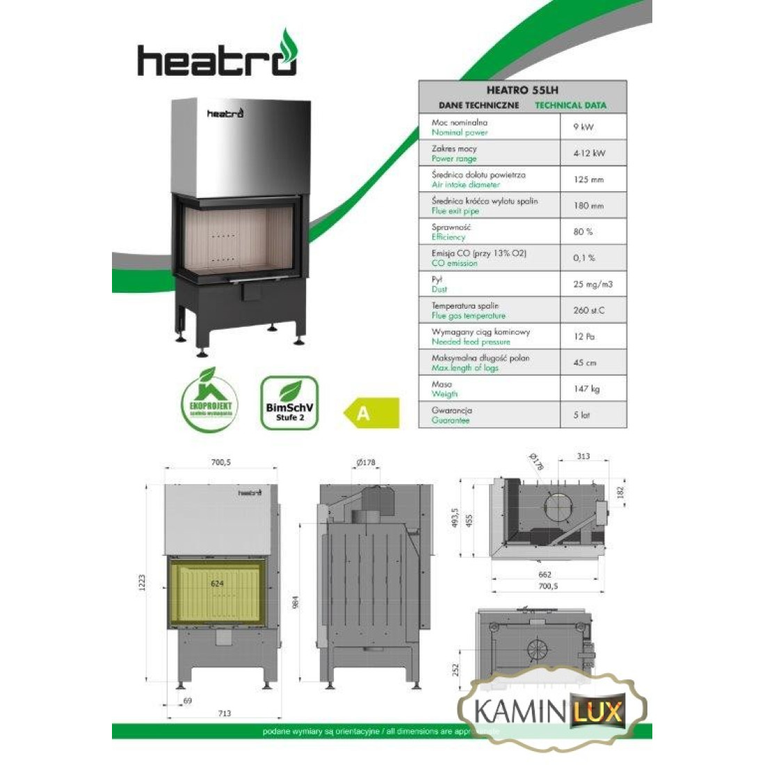Каминная топка Heatro 55 LH