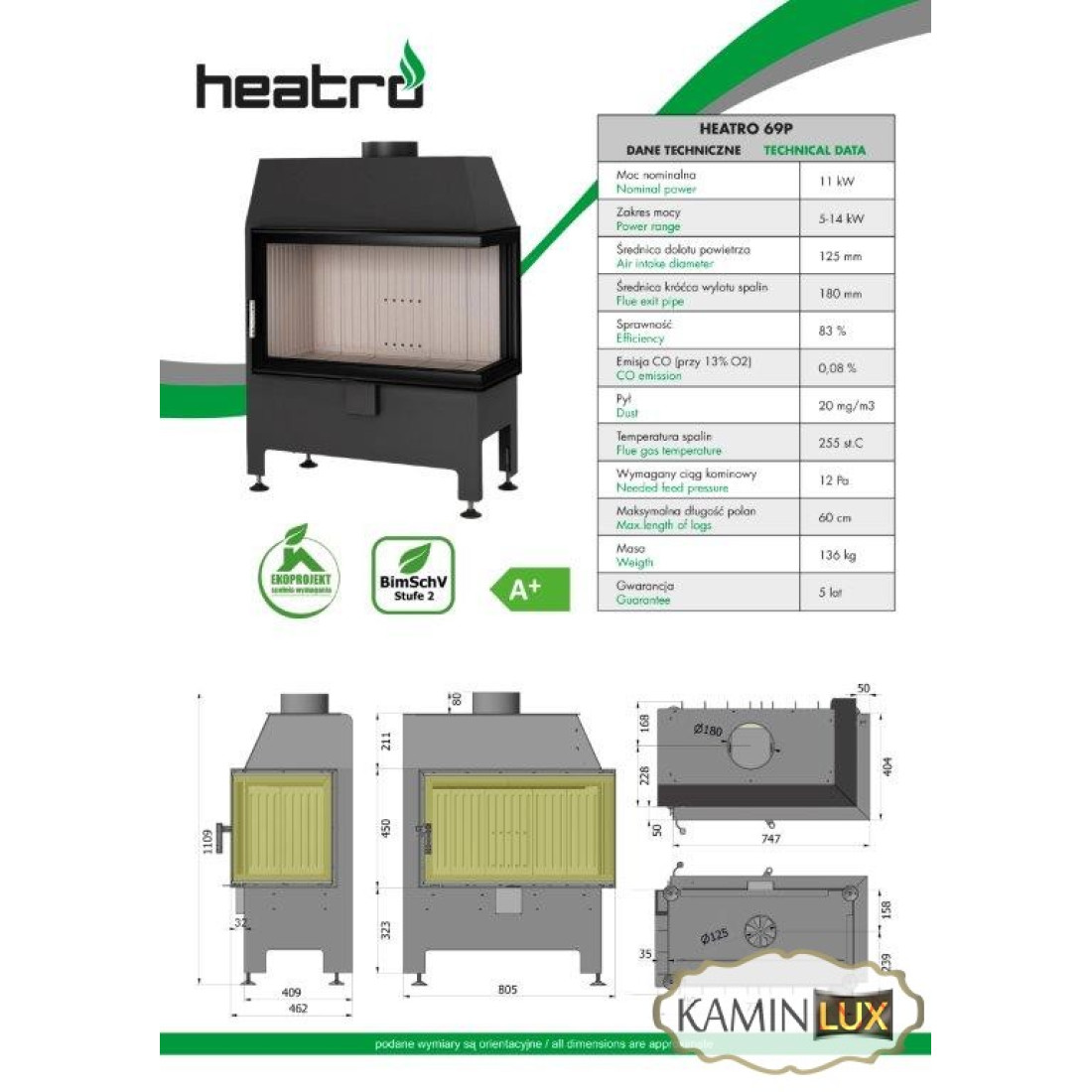 Каминная топка Heatro 69 P