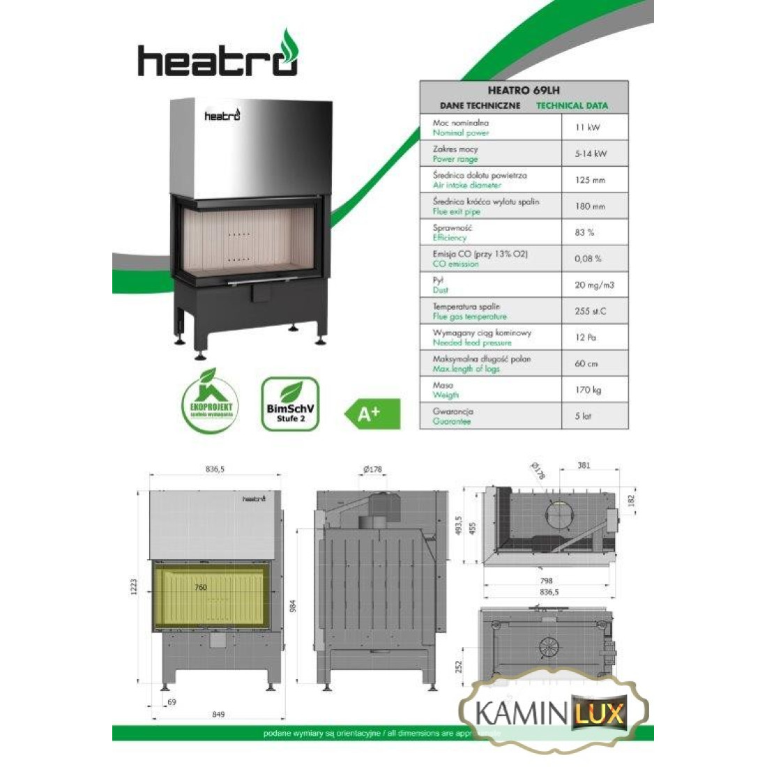 Каминная топка Heatro 69 LH