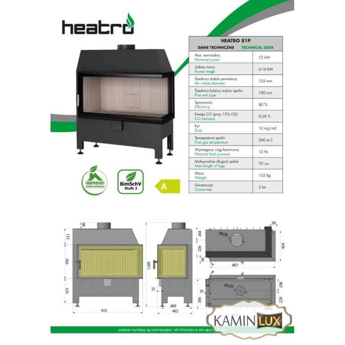 Каминная топка Heatro 81 P
