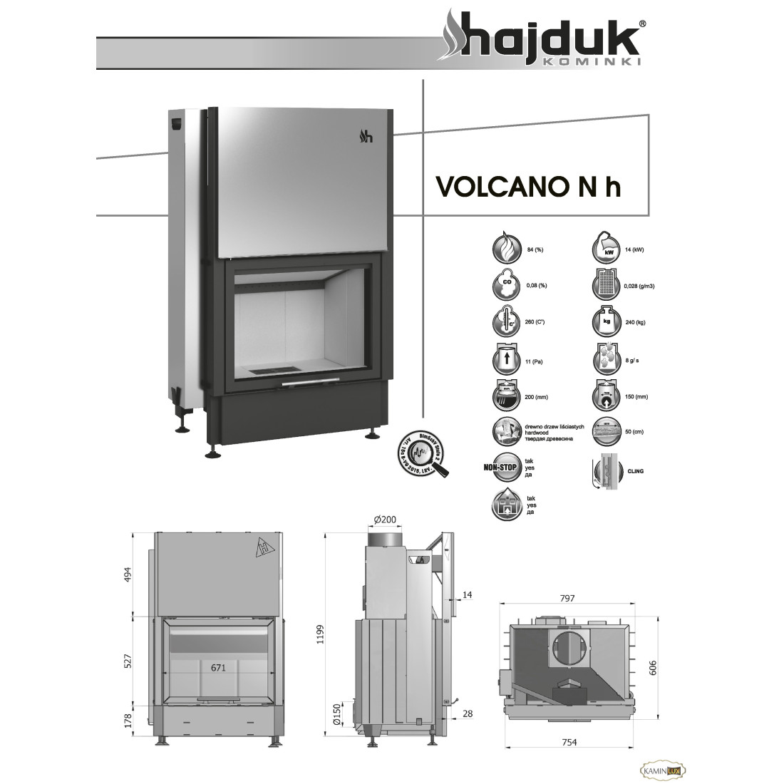 Каминная топка Hajduk Volcano Nh