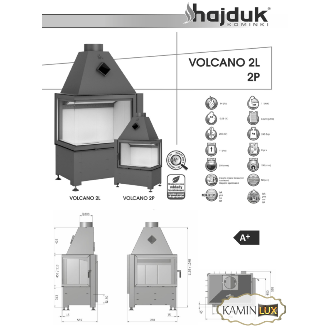 Каминная топка Hajduk Volcano 2L