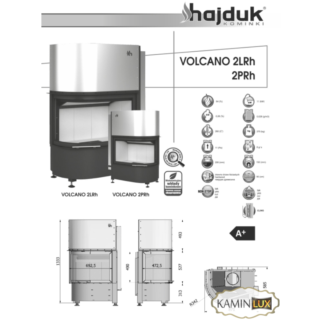 Каминная топка Hajduk Volcano 2PRh