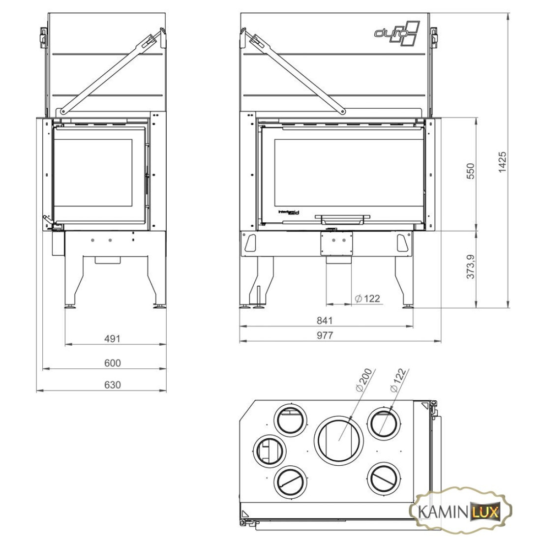 Камінна топка UNIFLAM 860 DURO праве скло гільйотина
