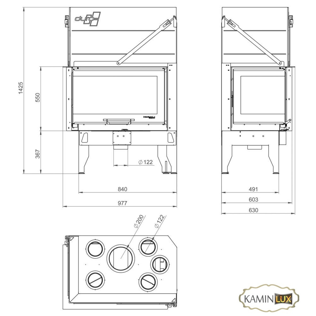 Камінна топка UNIFLAM 860 DURO ліве скло гільйотина