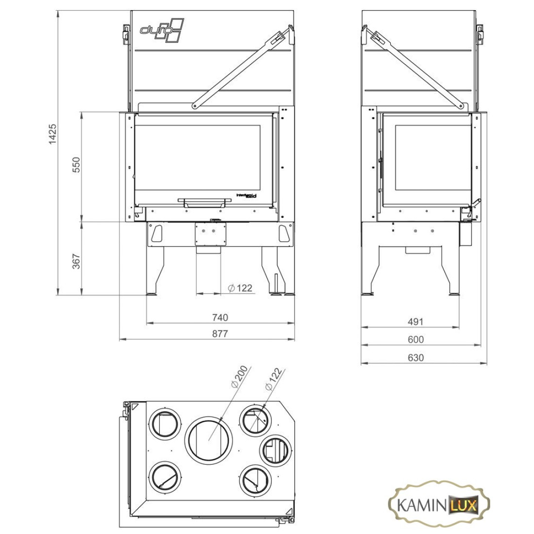 Камінна топка UNIFLAM 760 DURO ліве скло гільйотина