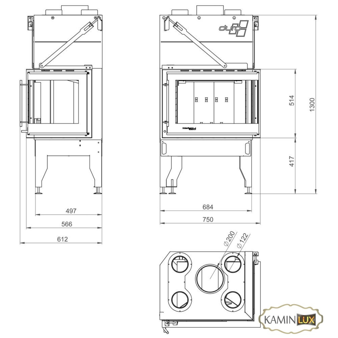 Каминная топка UNIFLAM 760 DURO правое стекло