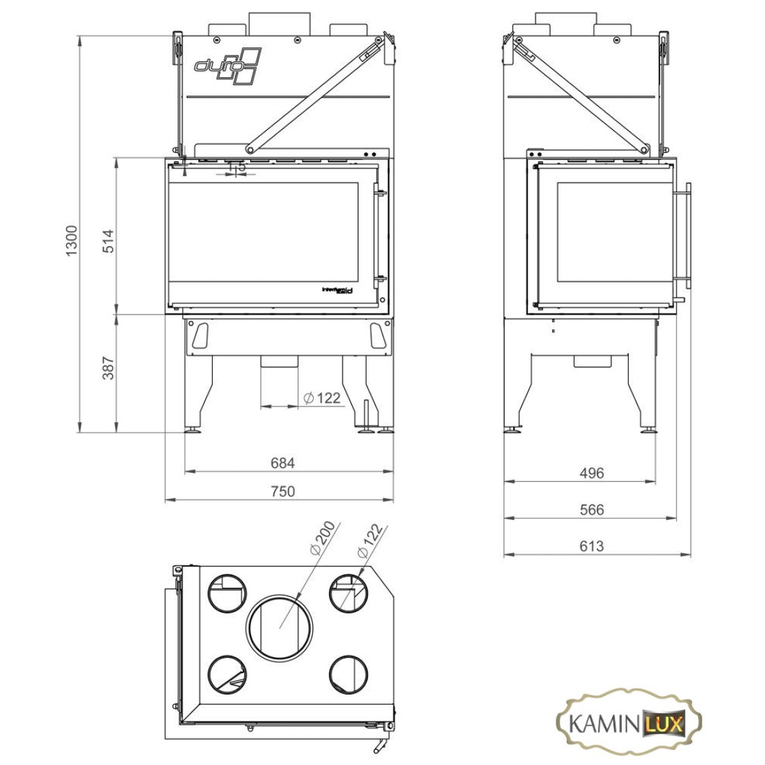 Камінна топка UNIFLAM 760 DURO ліве скло