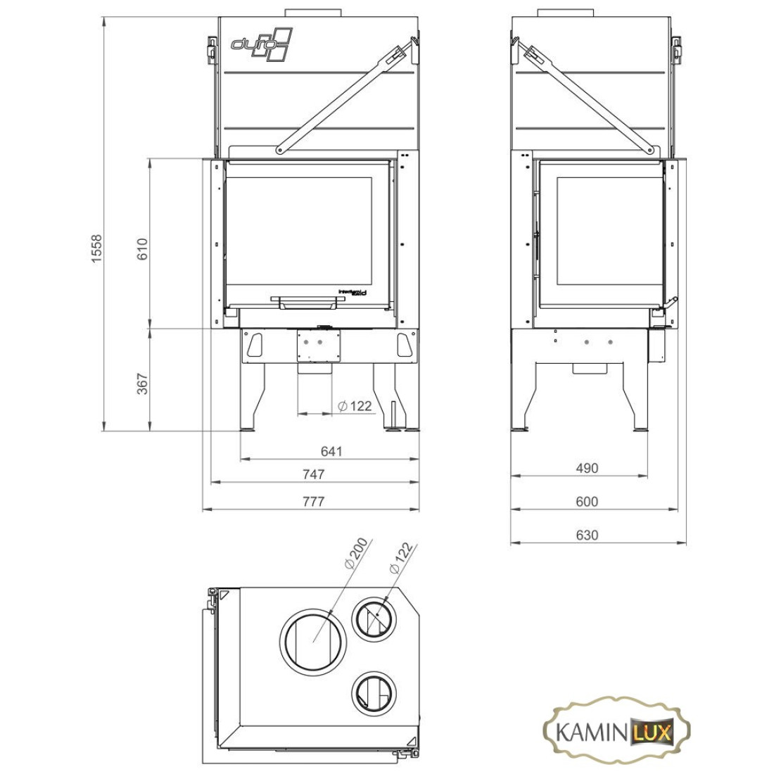 Камінна топка UNIFLAM 660 DURO ліве скло гільйотина