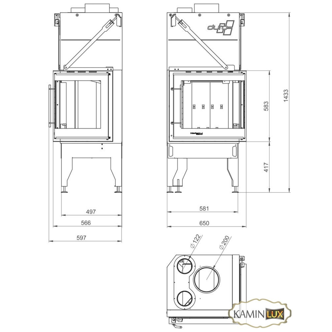 Каминная топка UNIFLAM 660 DURO правое стекло