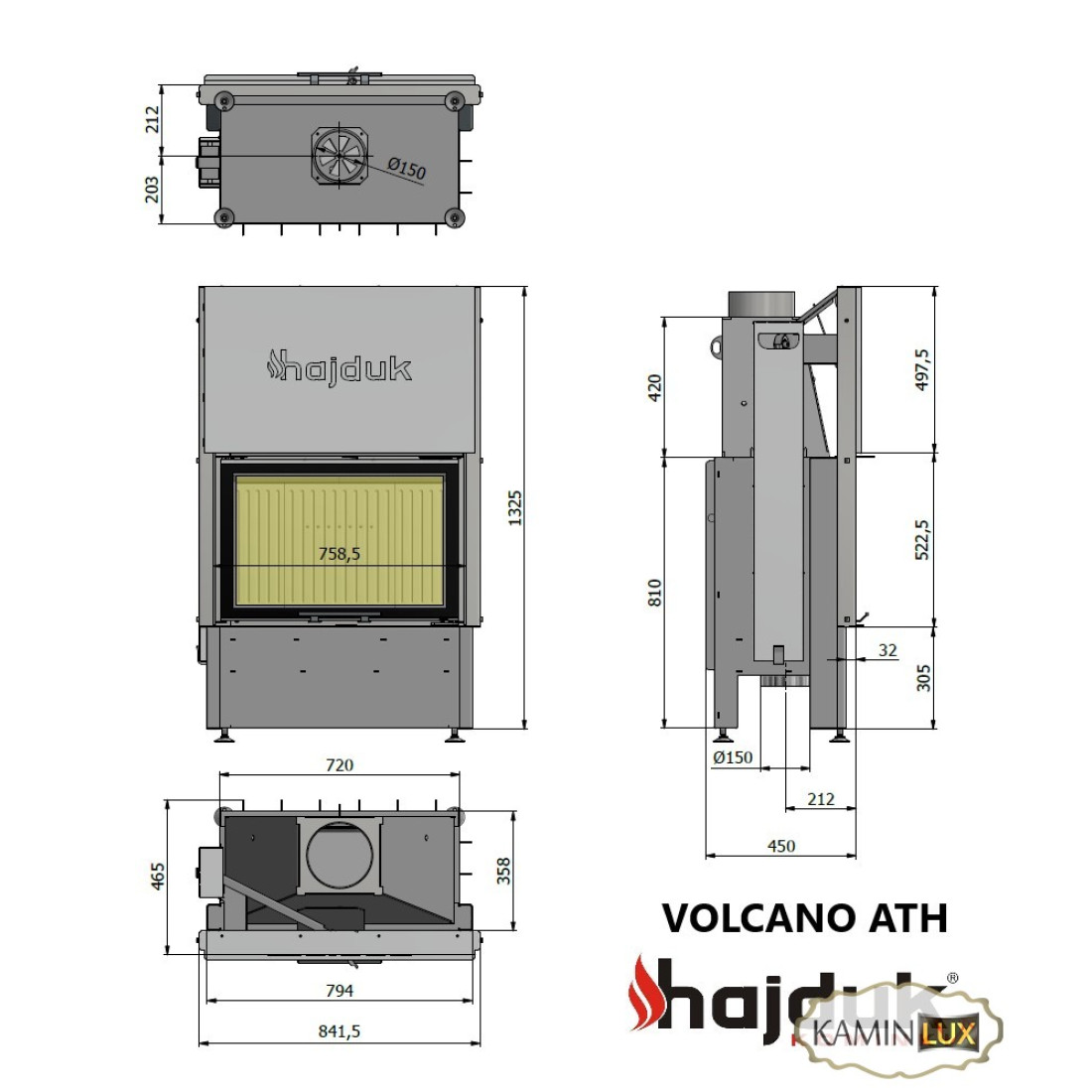 Каминная топка Hajduk Volcano ATh