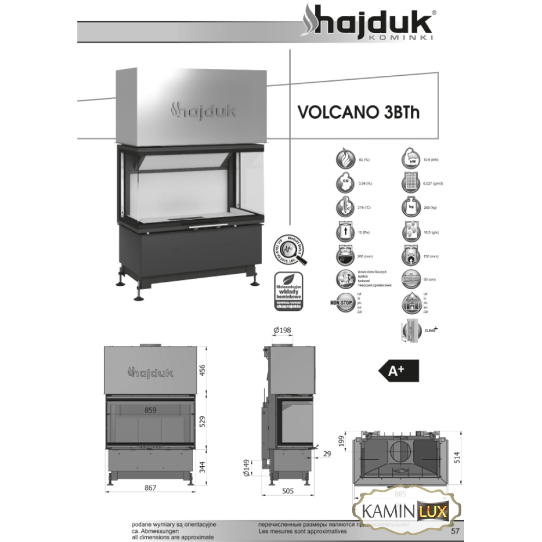 Камінна топка Hajduk Volcano 3BTh