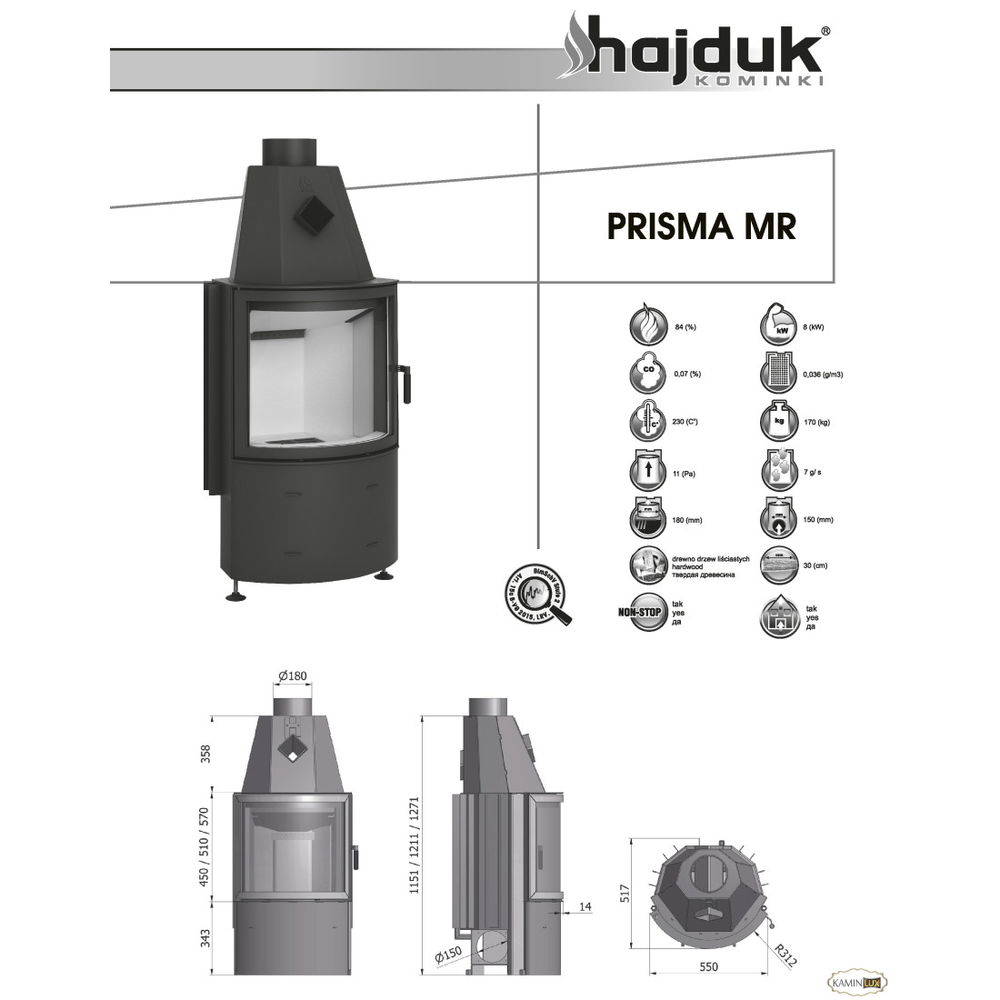 Камінна топка Hajduk Prisma MR