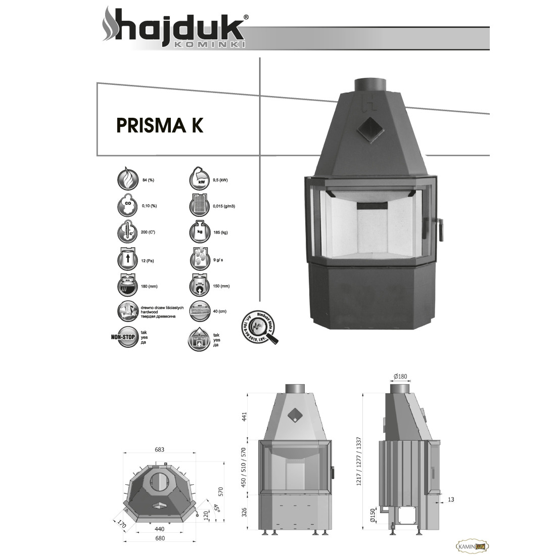 Камінна топка Hajduk Prisma K