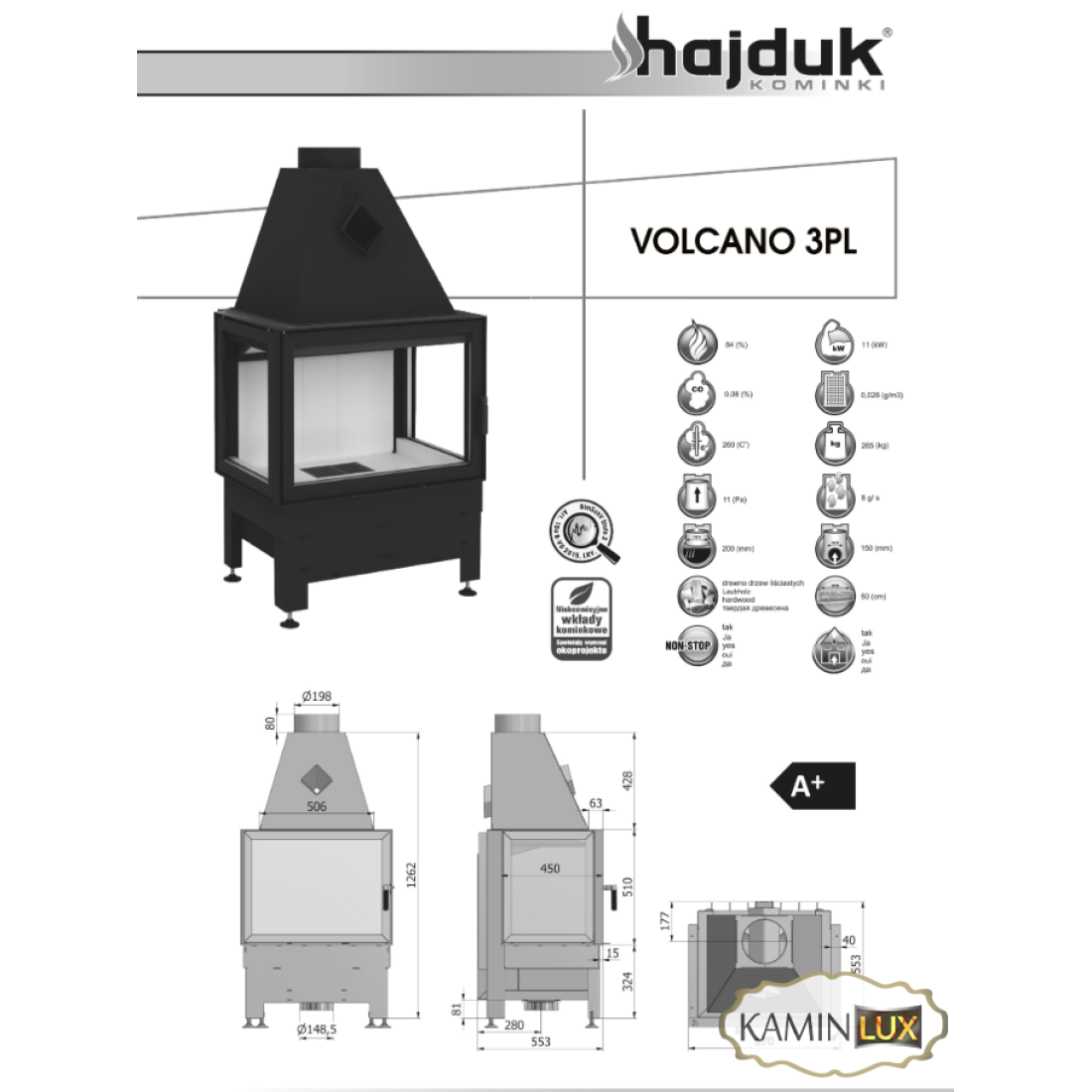 Каминная топка Hajduk Volcano 3PL