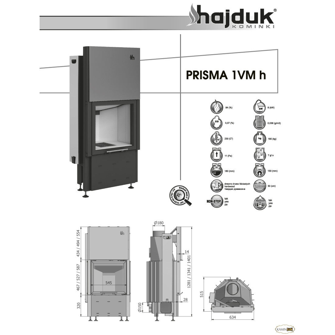 Камінна топка Hajduk Prisma 1VMh