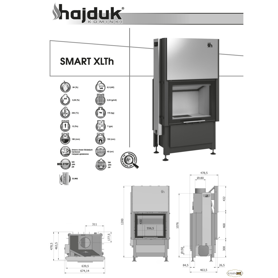 Каминная топка Hajduk Smart XLTh