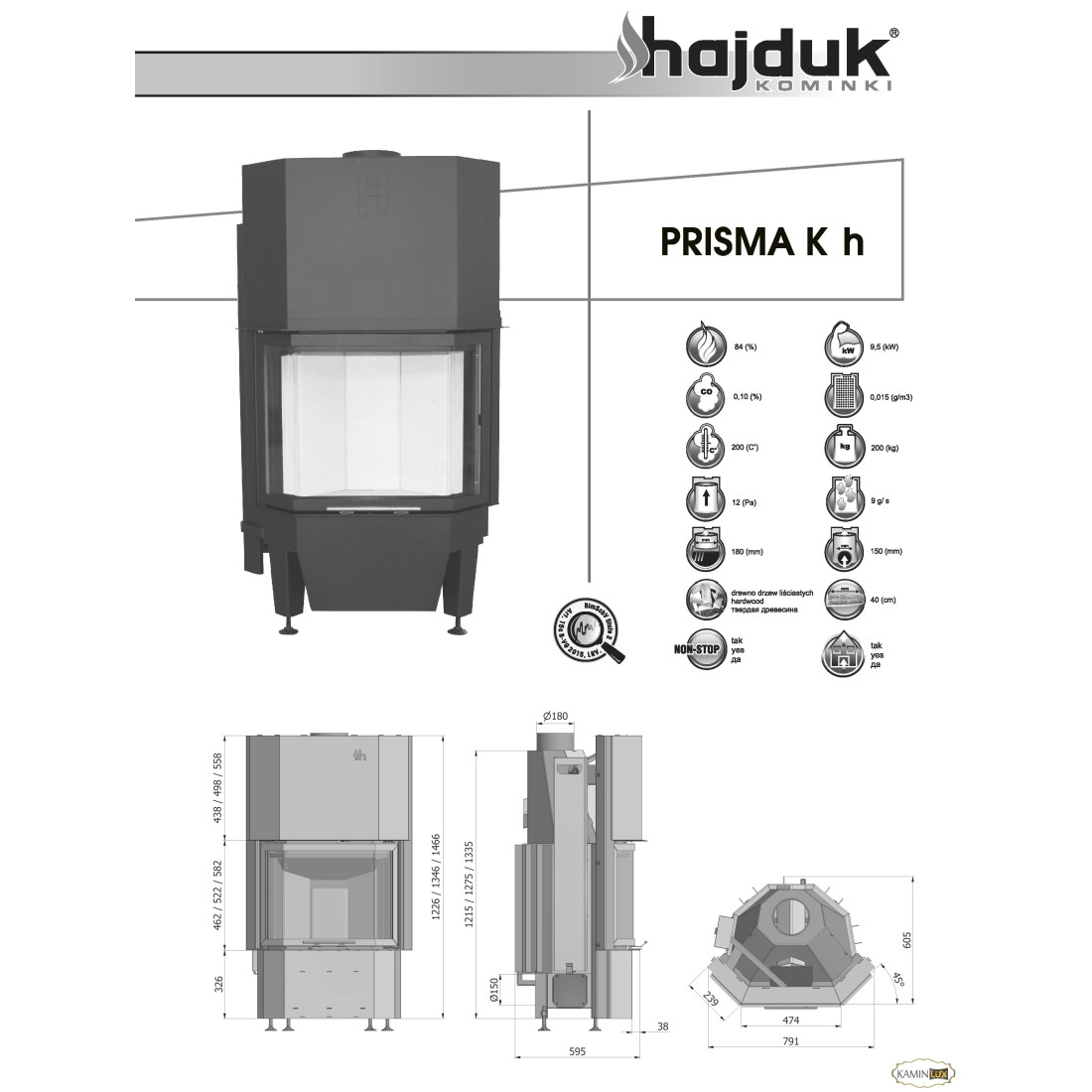 Каминная топка Hajduk Prisma Kh