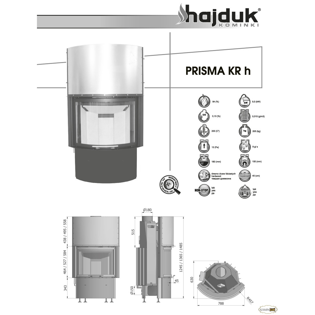 Каминная топка Hajduk Prisma KRh