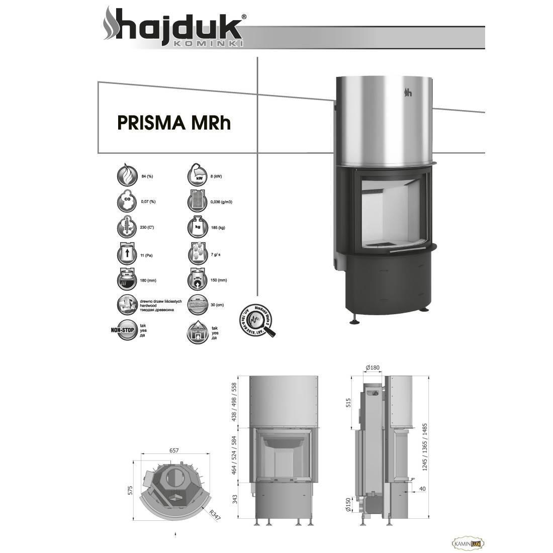 Камінна топка Hajduk Prisma MRh