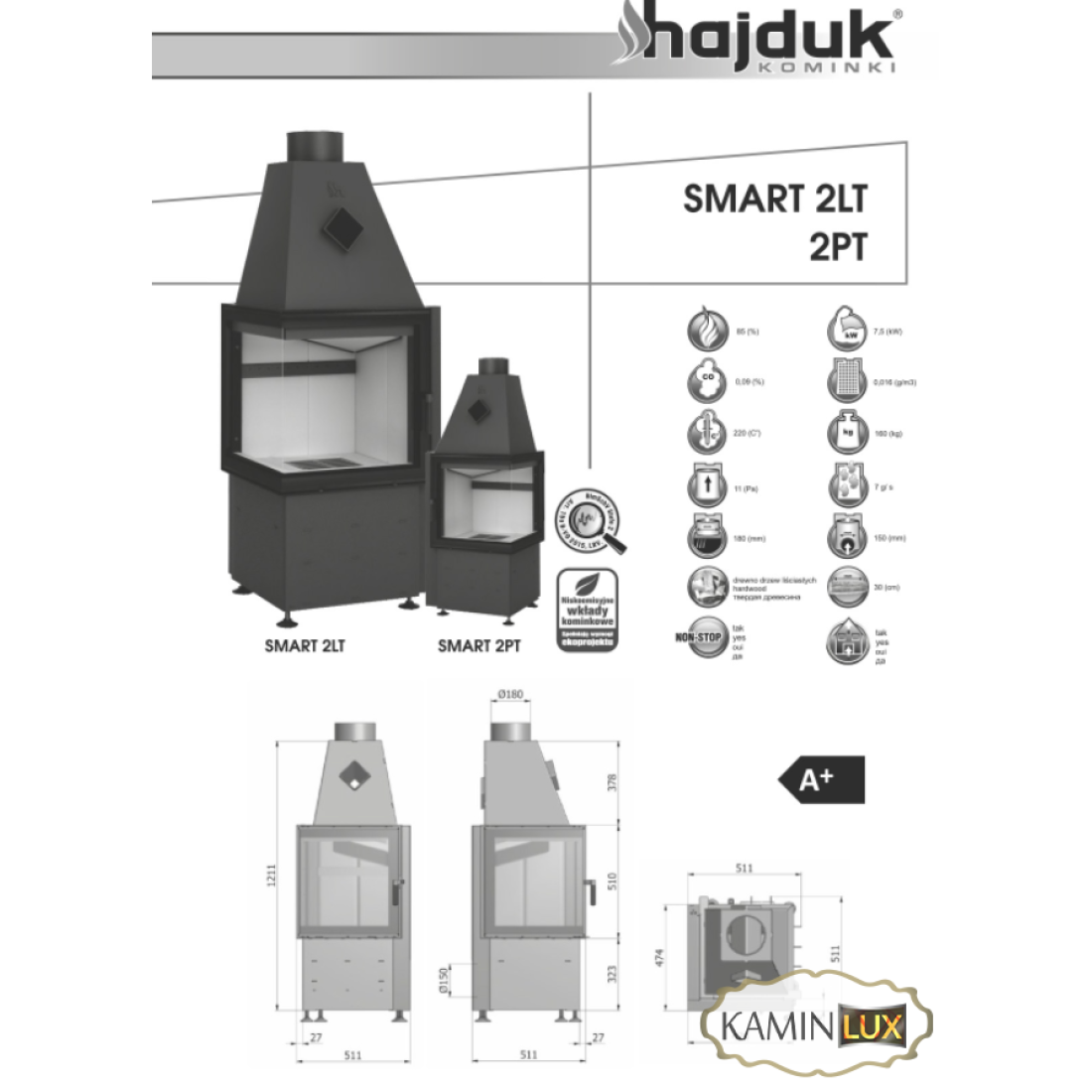 Каминная топка Hajduk Smart 2PT