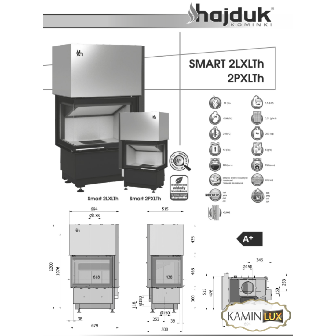 Каминная топка Hajduk Smart 2LXLTh