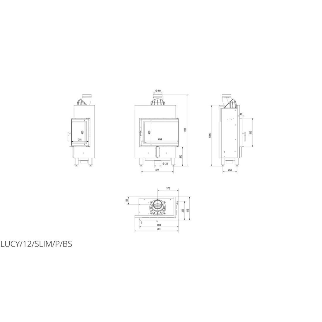 Каминная топка KRATKI LUCY 12 SLIM правая BS