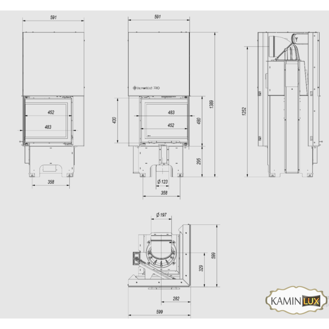 Камінна топка KRATKI VN 480/480 права BS гільйотина
