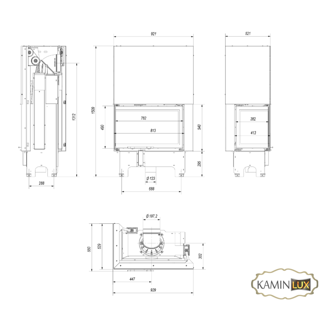 Каминная топка KRATKI VN 810/410 левая BS гильотина