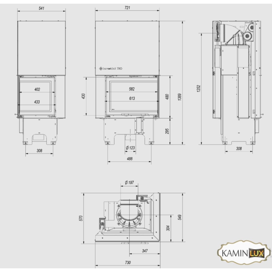 Каминная топка KRATKI VN 610/430 правая BS гильотина