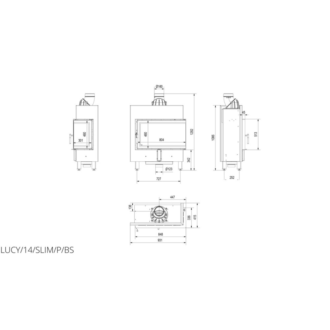 Каминная топка KRATKI LUCY 14 SLIM правая BS