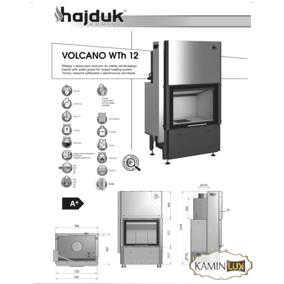 Камінна топка Hajduk Volcano WTh12
