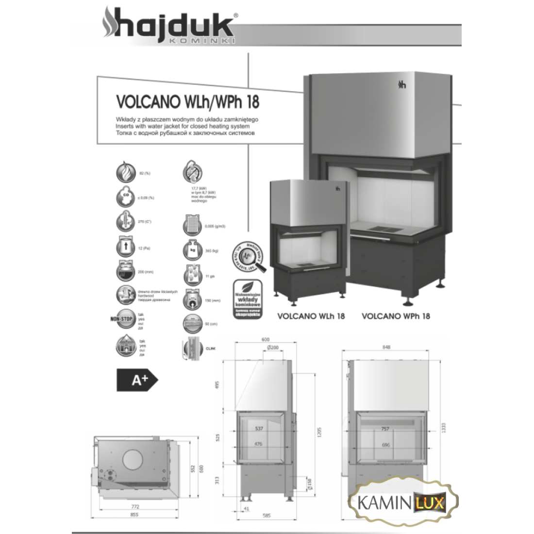 Камінна топка Hajduk Volcano WLh18