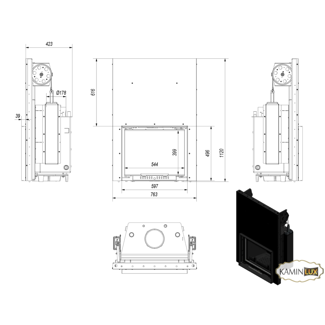 Камінна топка Kratki ANTEK PW 8 гільйотина