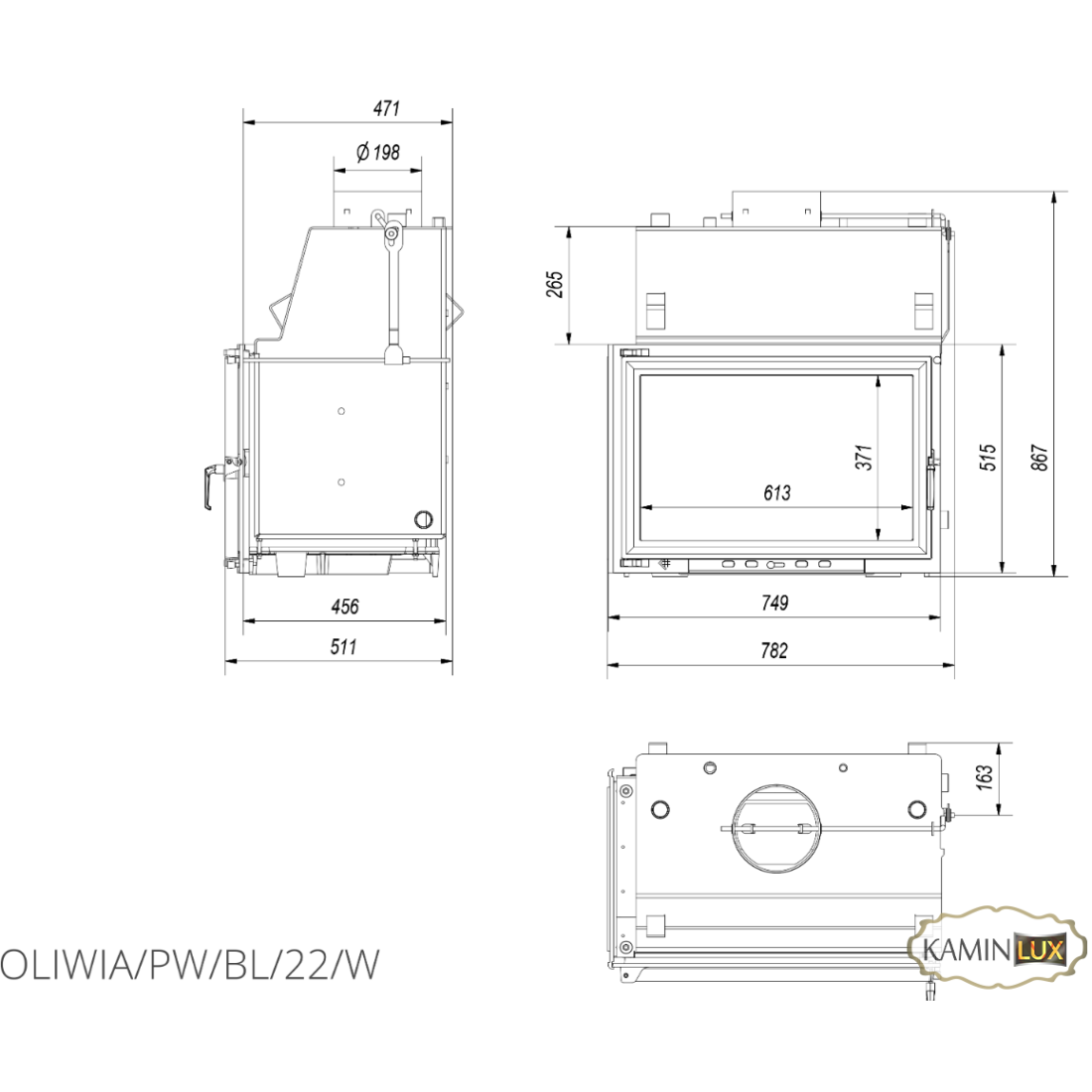 Каминная топка KRATKI OLIWIA PW 22 левая