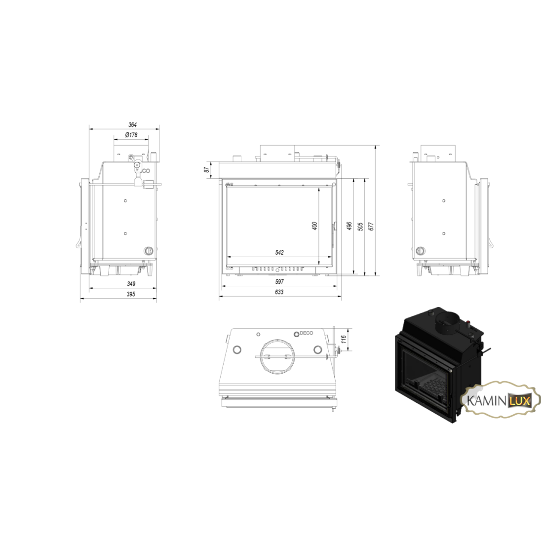 Камінна топка Kratki ANTEK PW 8 DECO