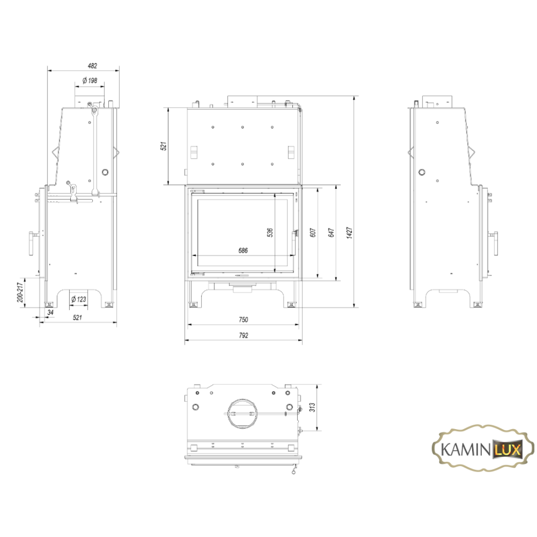 Камінна топка KRATKI AQUARIO A18 PW GLASS