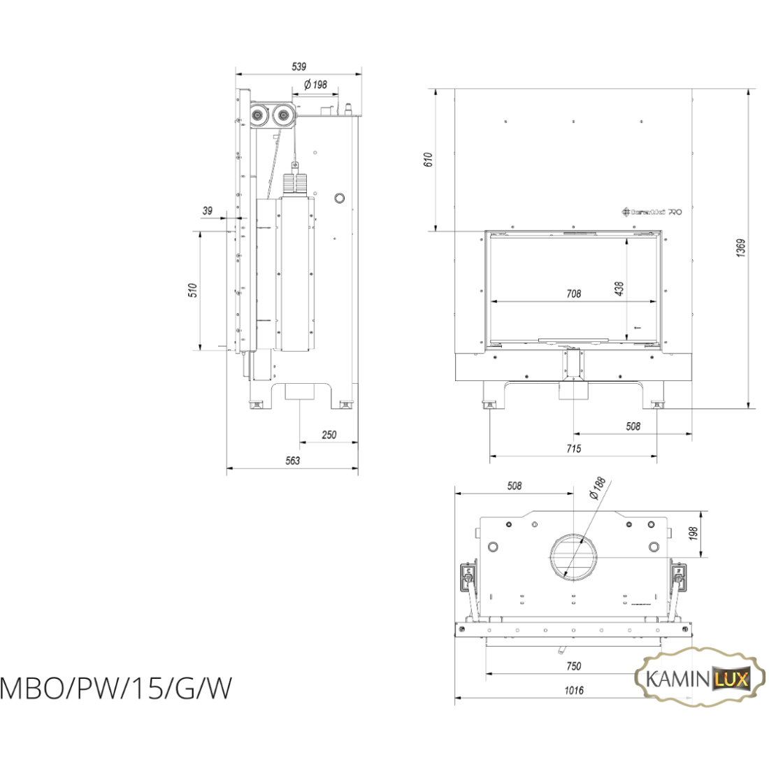 Каминная топка Kratki MBO PW 15 гильйотина