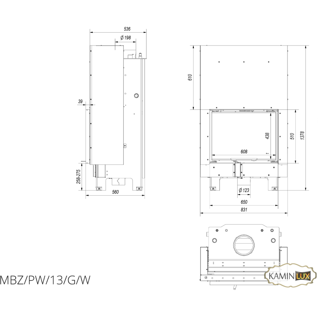 Камінна топка Kratki MBZ PW 13 гільйотина DG