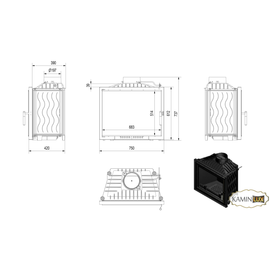 Камінна топка Kratki FELIX 16 DECO