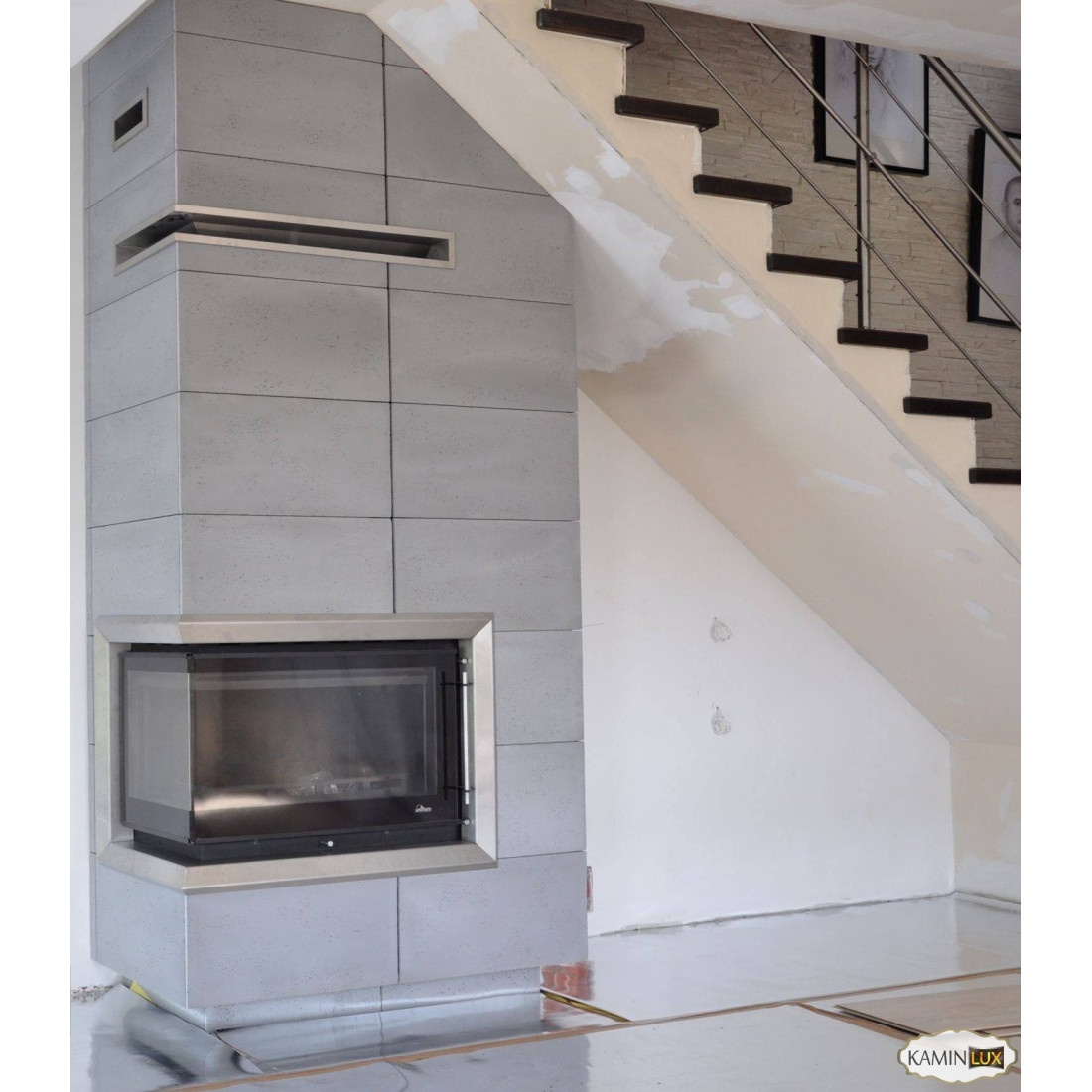 Каминная топка UNIFLAM 850 PRESTIGE LBS левое изогнутое стекло
