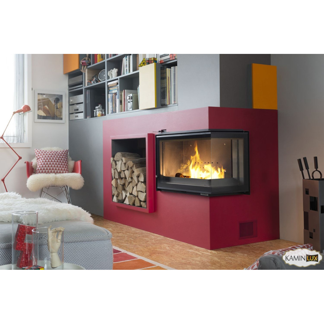 Каминная топка UNIFLAM 700 PLUS ECO с шибером левое стекло