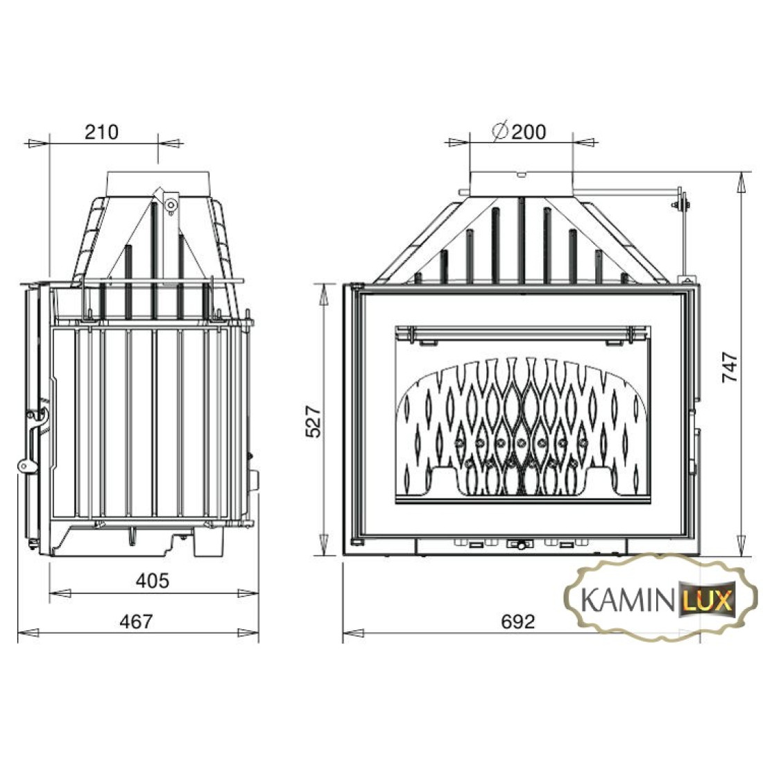 Каминная топка UNIFLAM 700 PLUS ECO с шибером