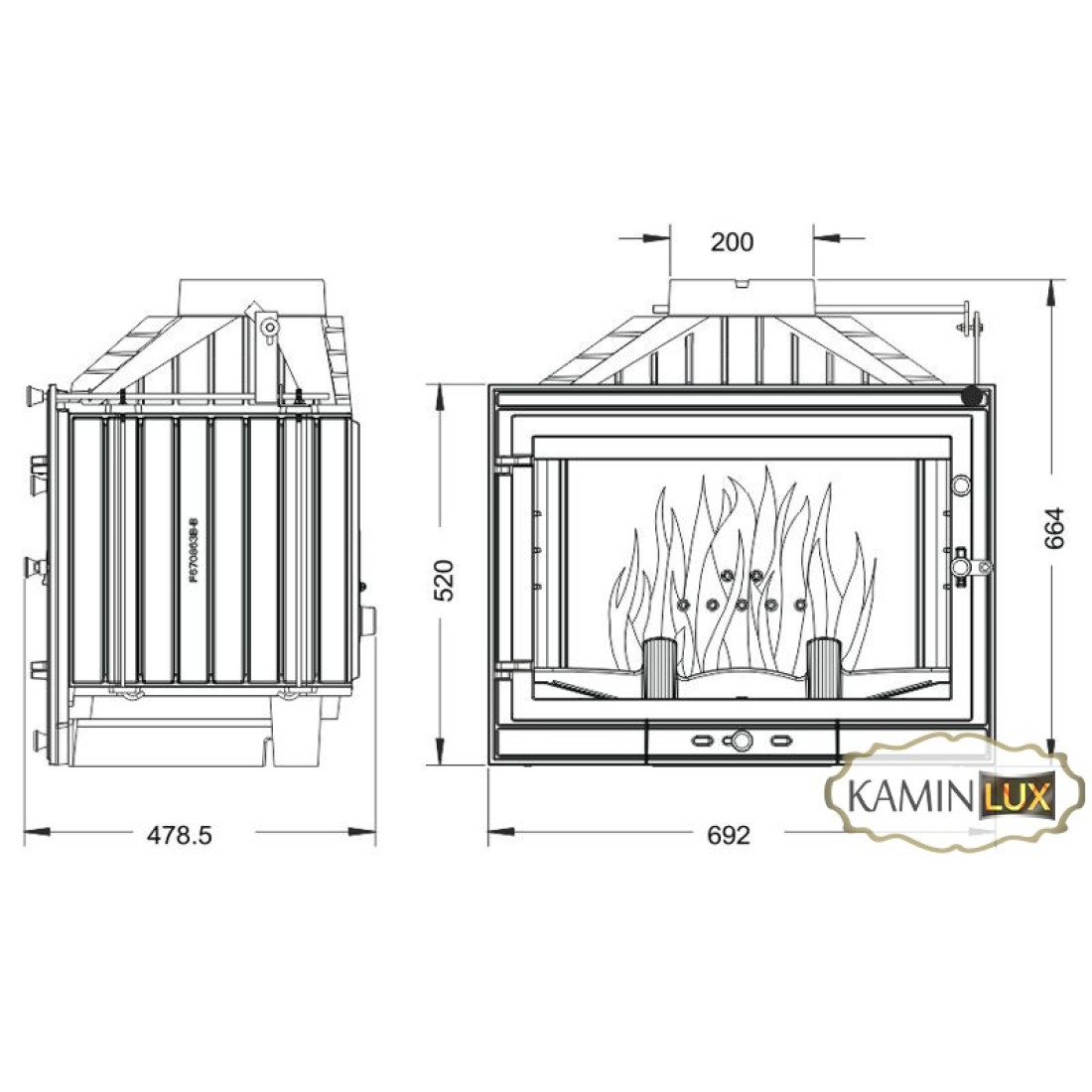 Каминная топка UNIFLAM 700 STANDARD ECO с шибером