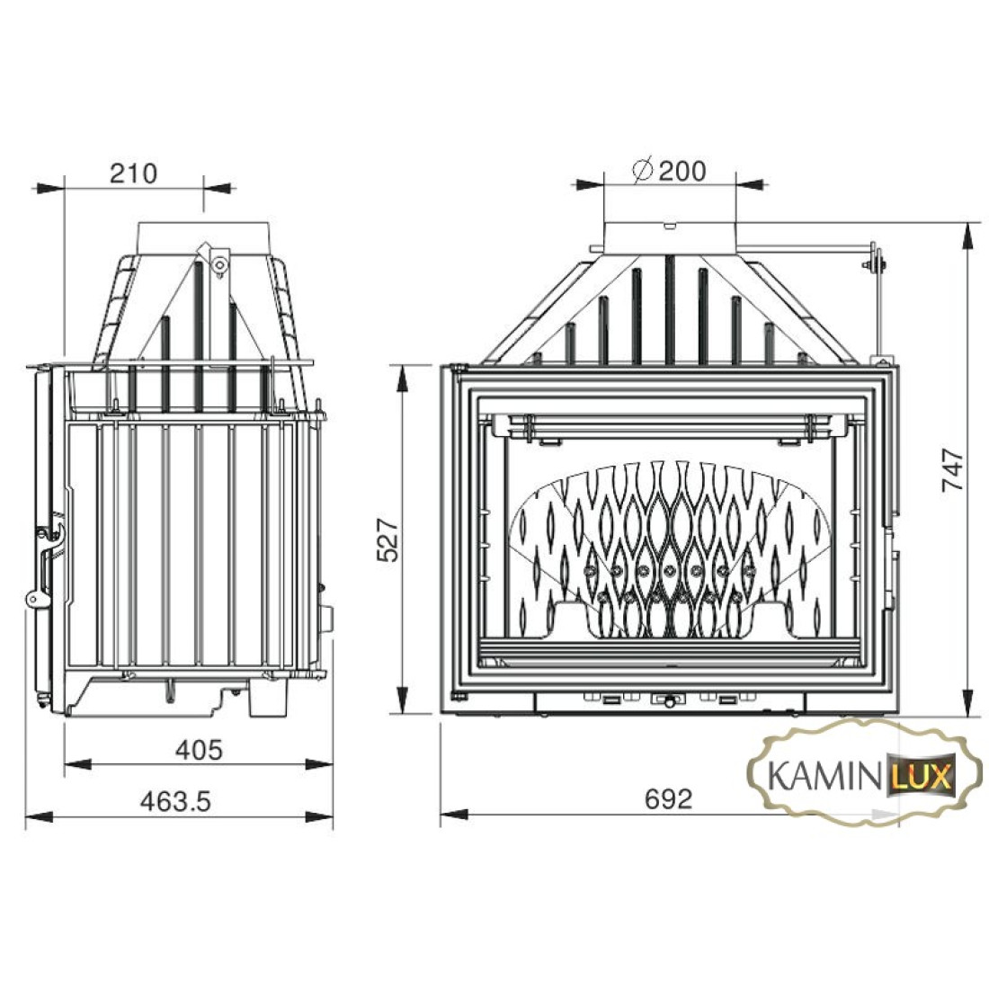 Каминная топка UNIFLAM 700 LUX ECO с шибером