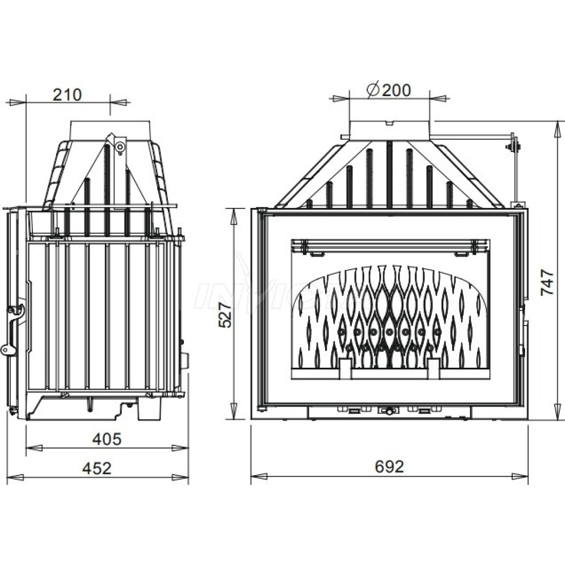 Камінна топка INVICTA 700 Grande Angle з шибером